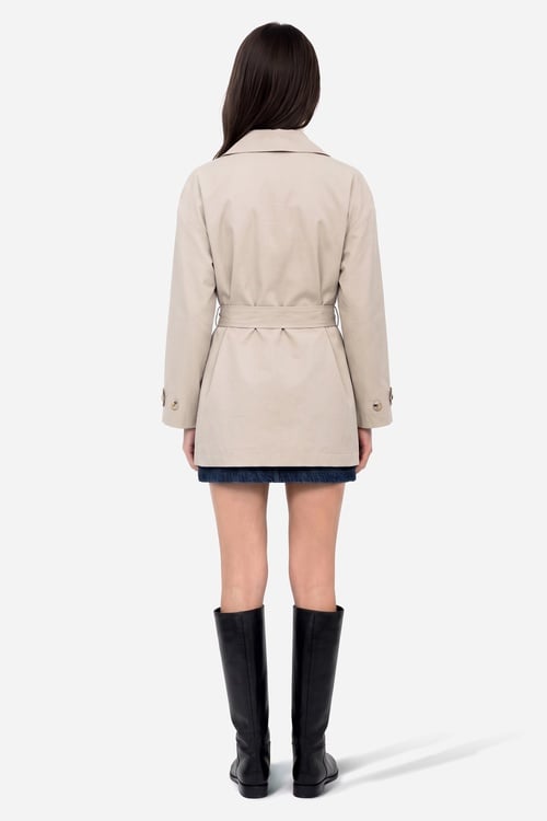Kadın Taş Rengi Oversize Kısa Trençkot