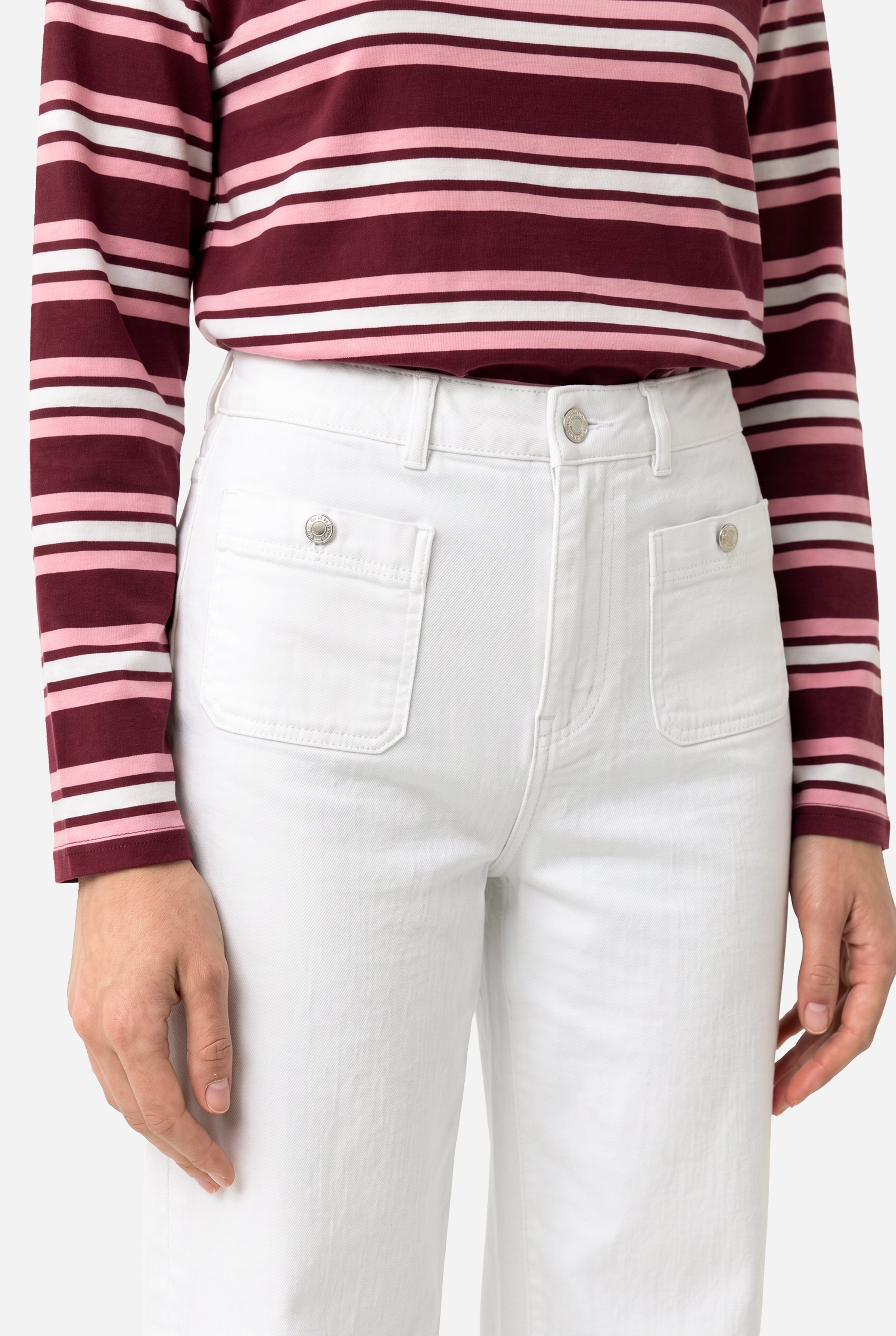 Kadın Kırık Beyaz Cep Detaylı Flare Fit Pantolon