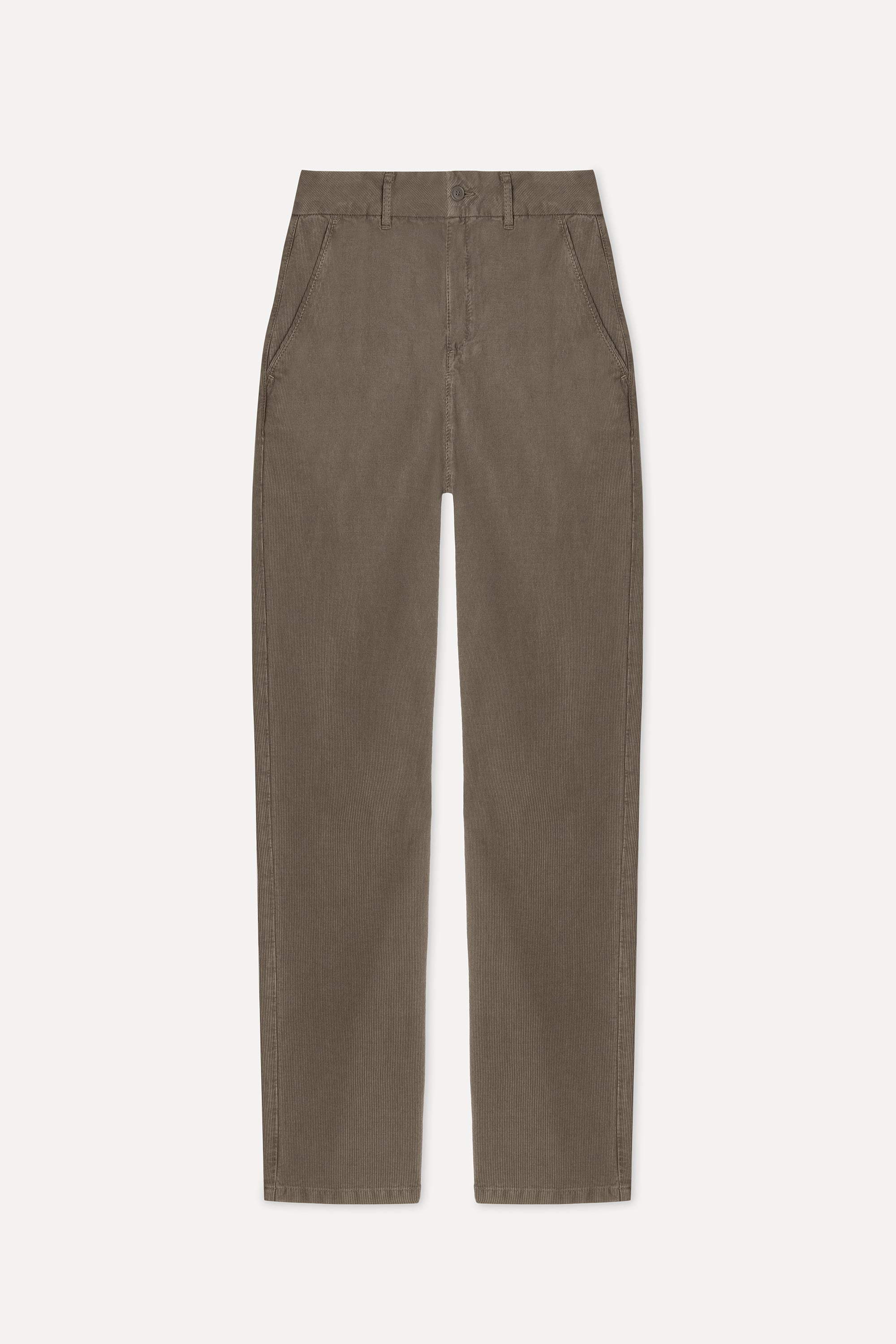 Erkek Vizon Tekstürlü Slim Straight Fit Chino Pantolon