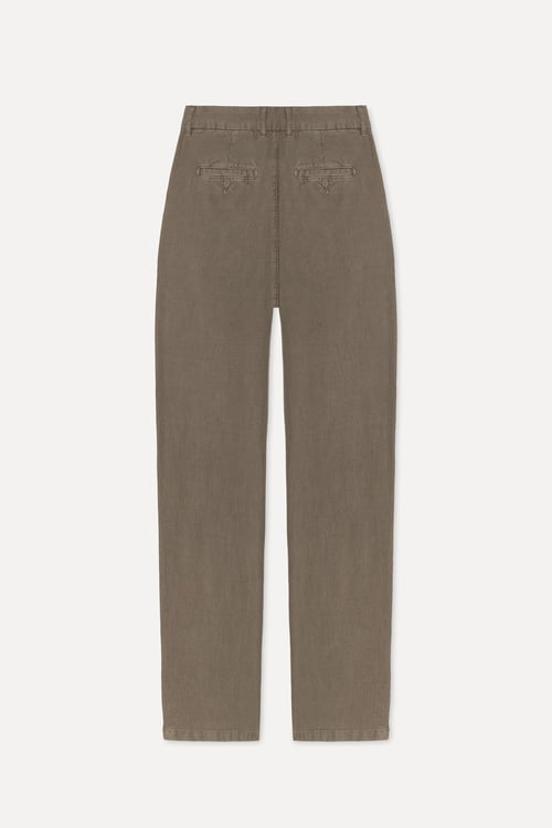 Erkek Vizon Tekstürlü Slim Straight Fit Chino Pantolon