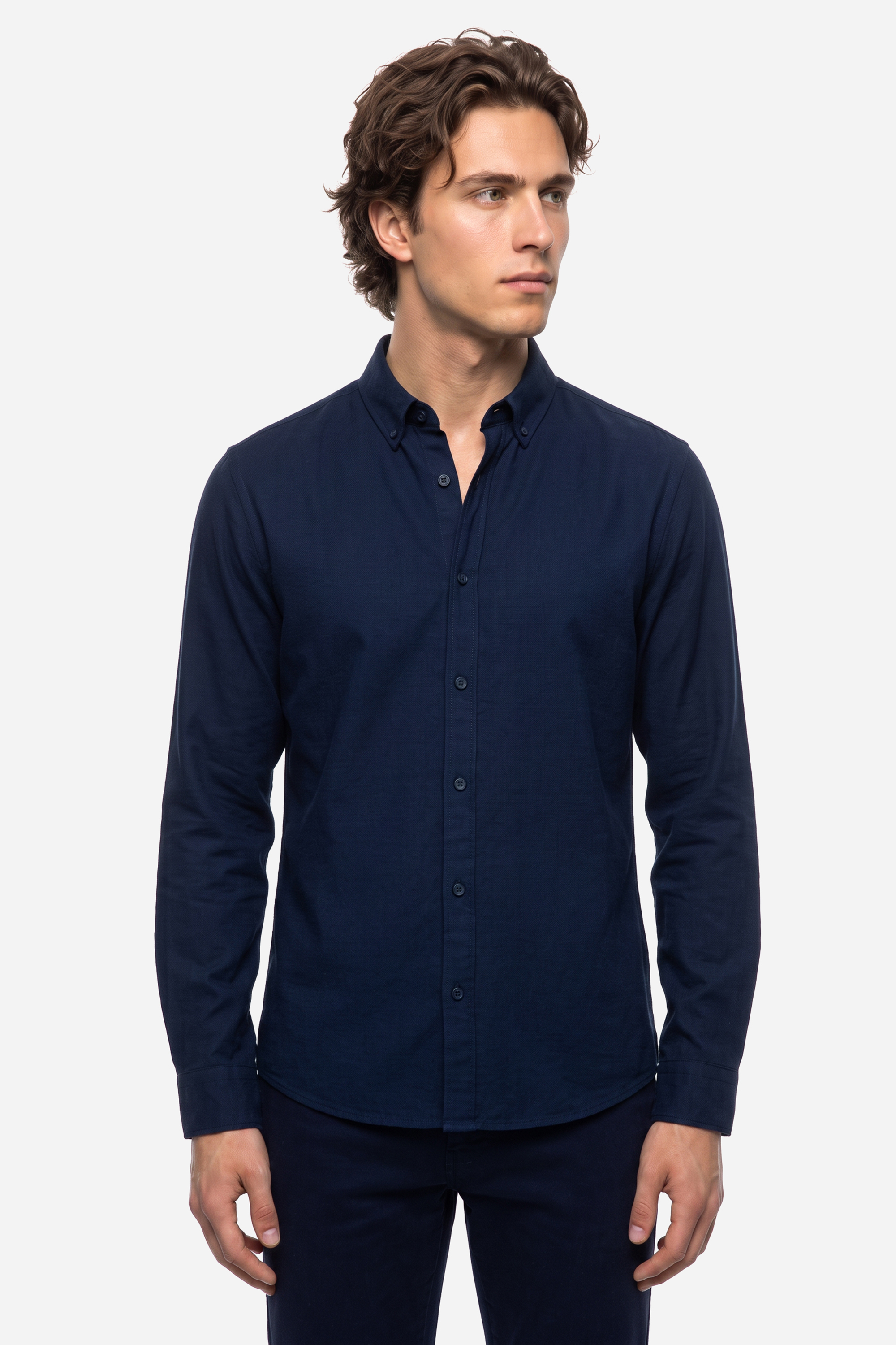 Erkek Lacivert Regular Fit Uzun Kollu Gömlek