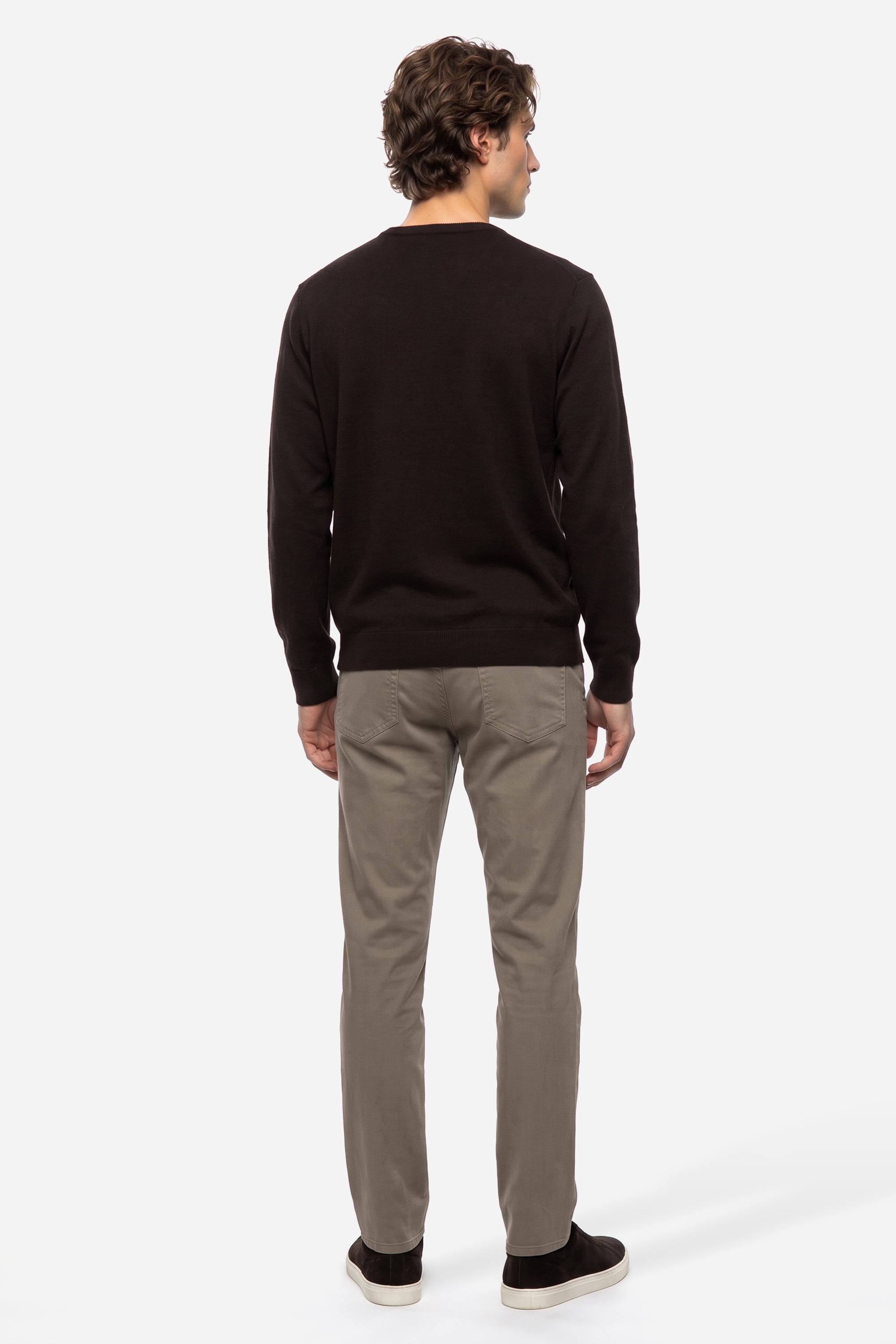 Erkek Kahverengi Bisiklet Yaka Sweatshirt