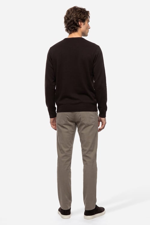Erkek Vizon Rengi Slim Straight Fit Pantolon