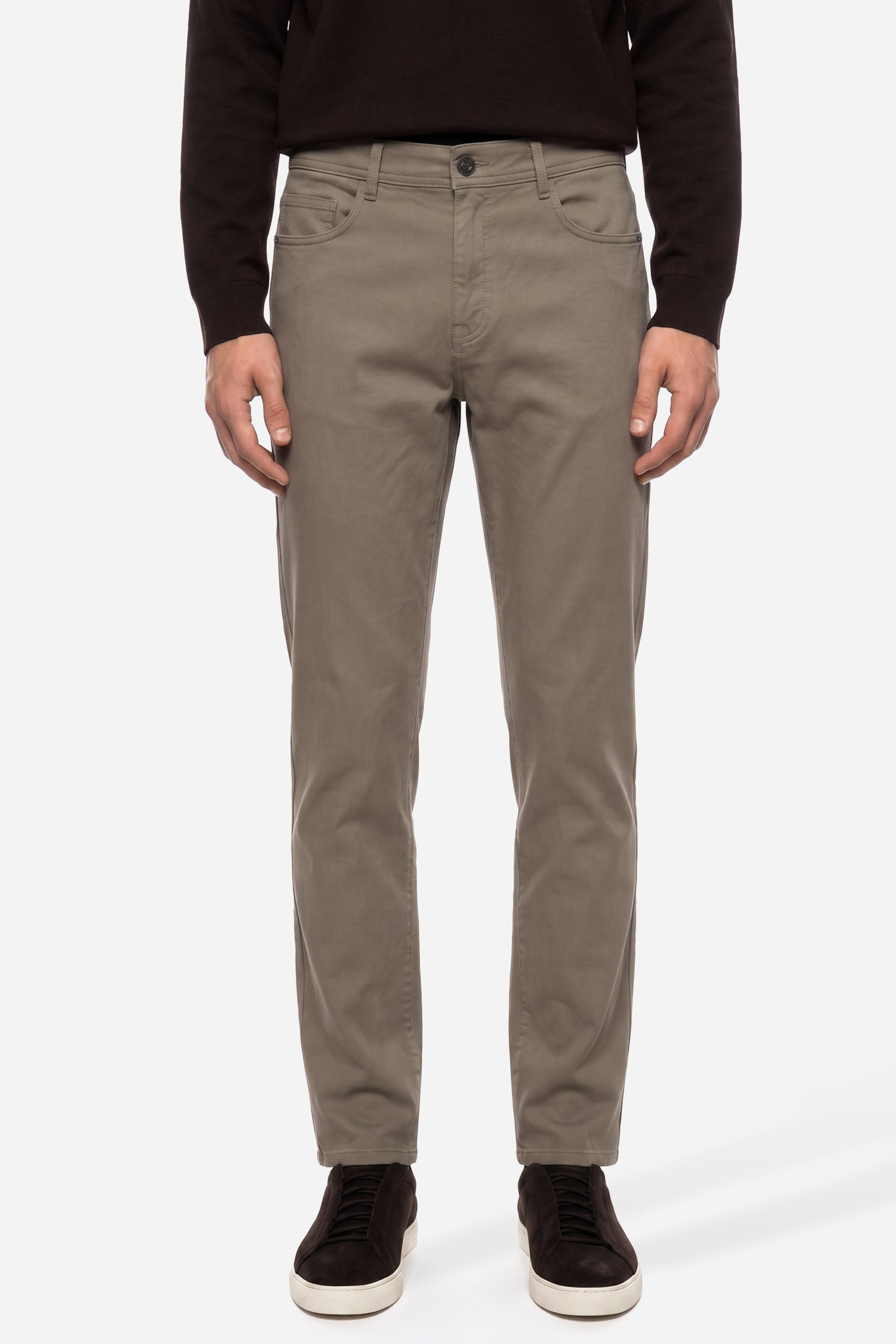Erkek Vizon Rengi Slim Straight Fit Pantolon