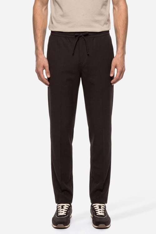 Erkek Kahverengi Beli Lastikli Straight Fit Pantolon