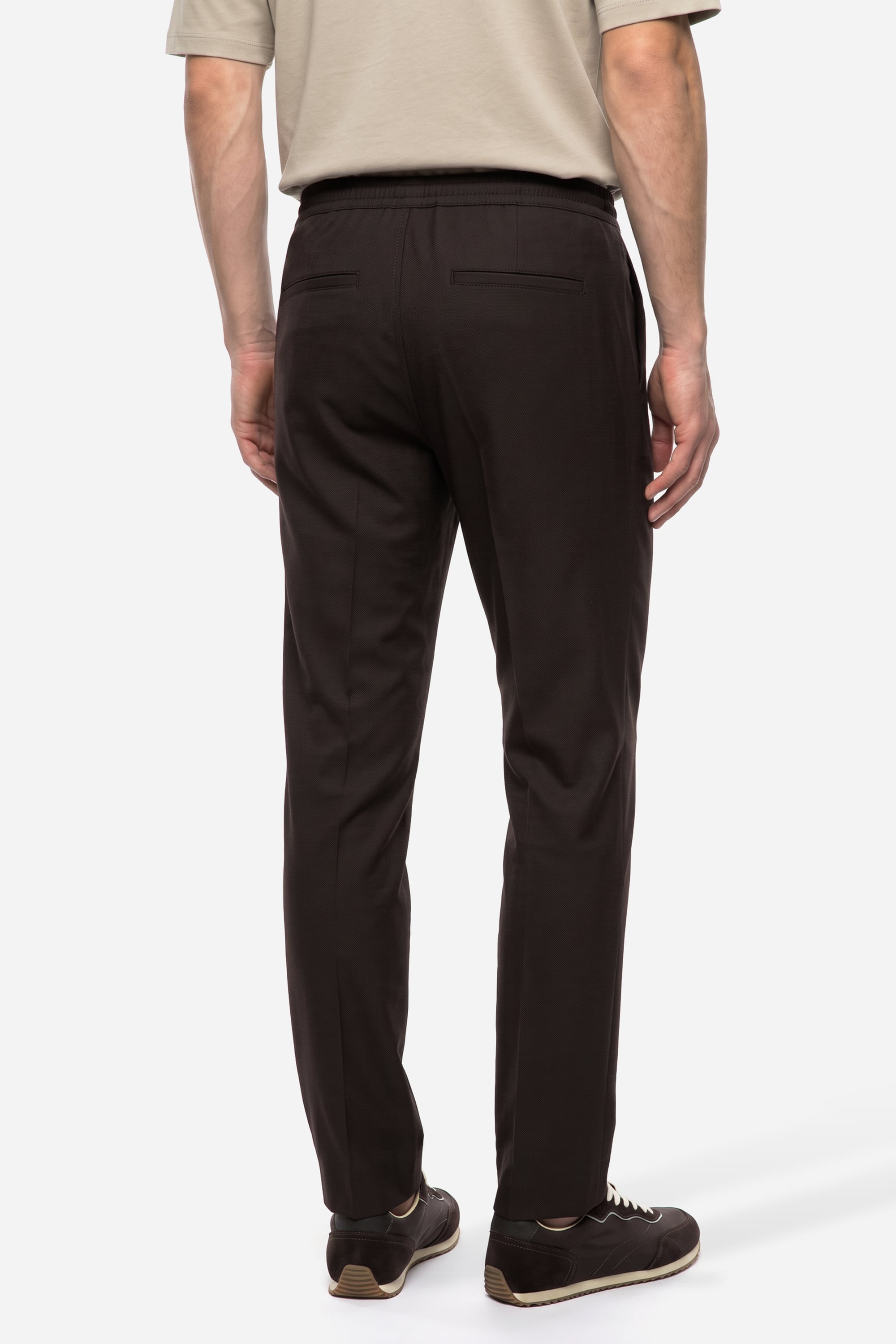 Erkek Kahverengi Beli Lastikli Straight Fit Pantolon