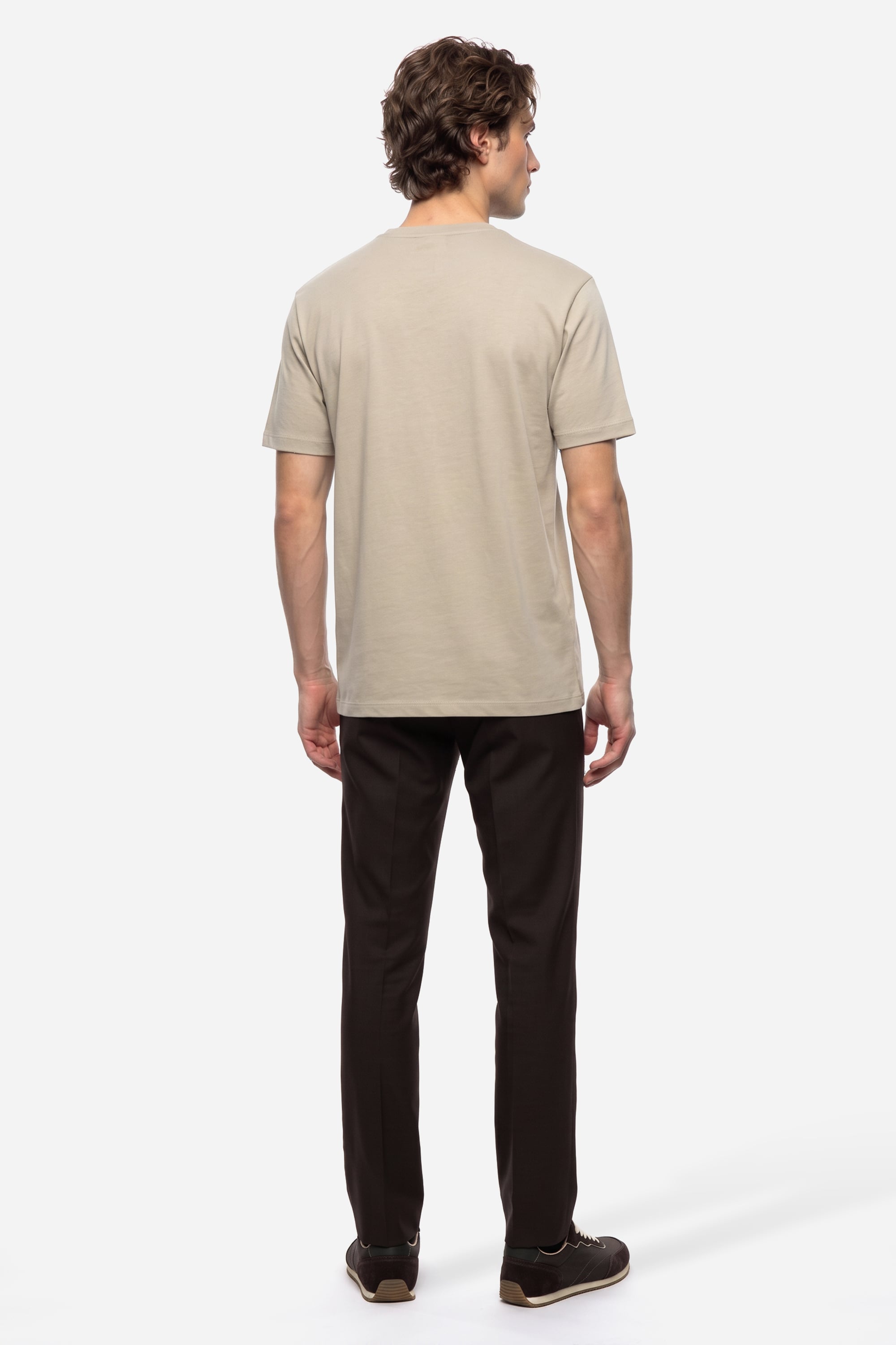Erkek Kahverengi Beli Lastikli Straight Fit Pantolon