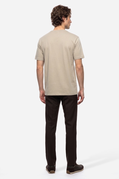 Erkek Kahverengi Beli Lastikli Straight Fit Pantolon