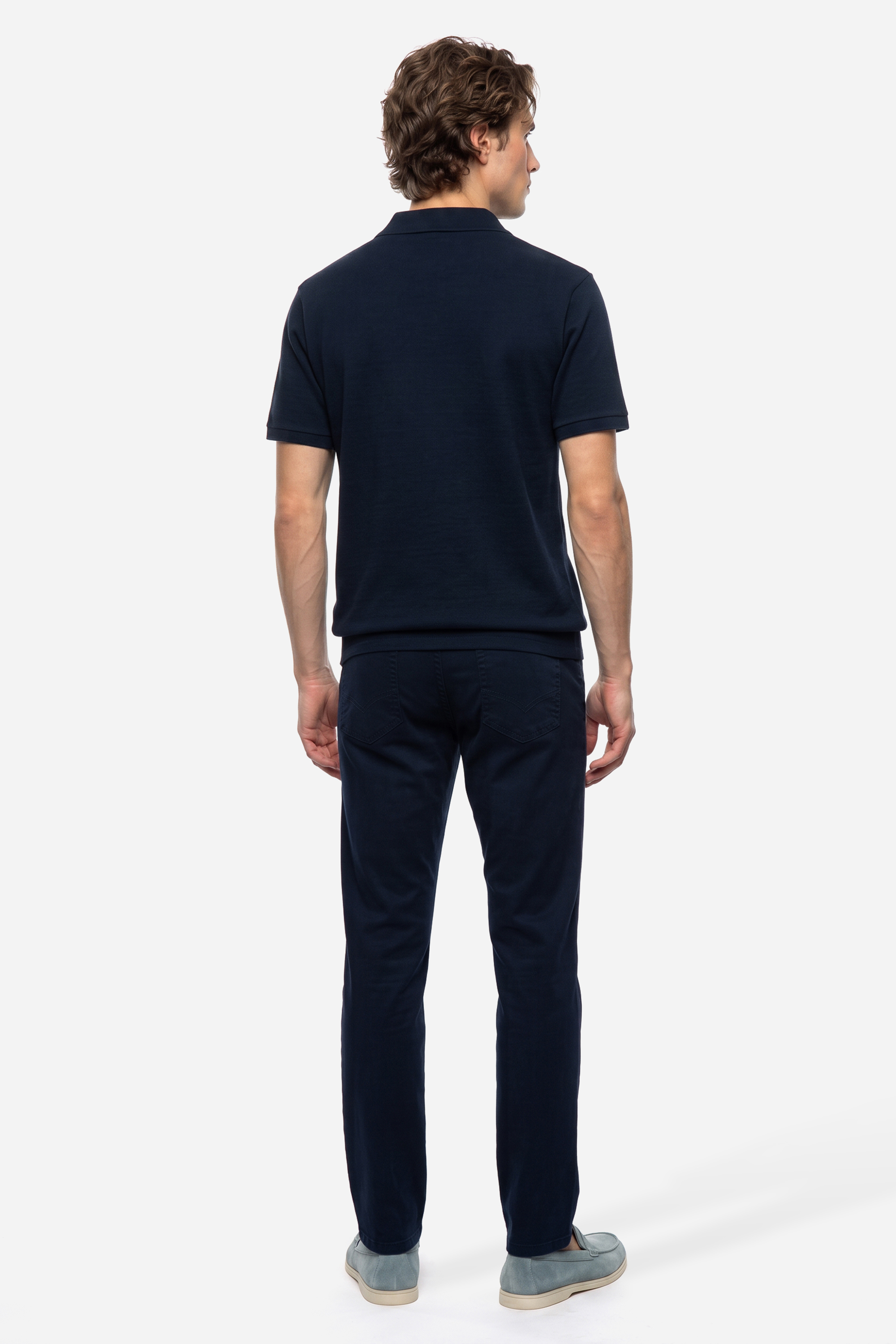 Erkek Lacivert Jakarlı Comfort Fit Polo Yaka T-Shirt