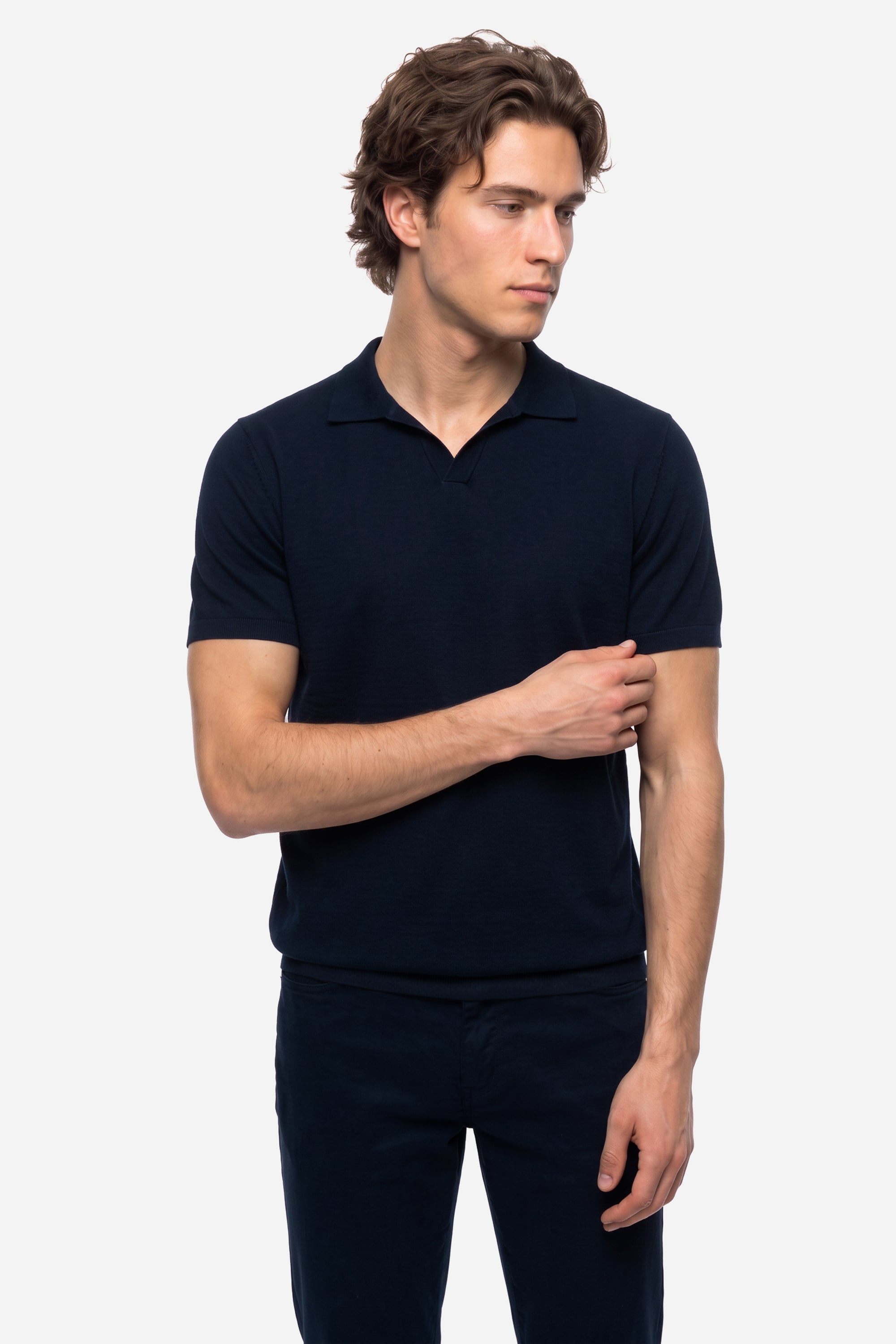 Erkek Lacivert Jakarlı Comfort Fit Polo Yaka T-Shirt