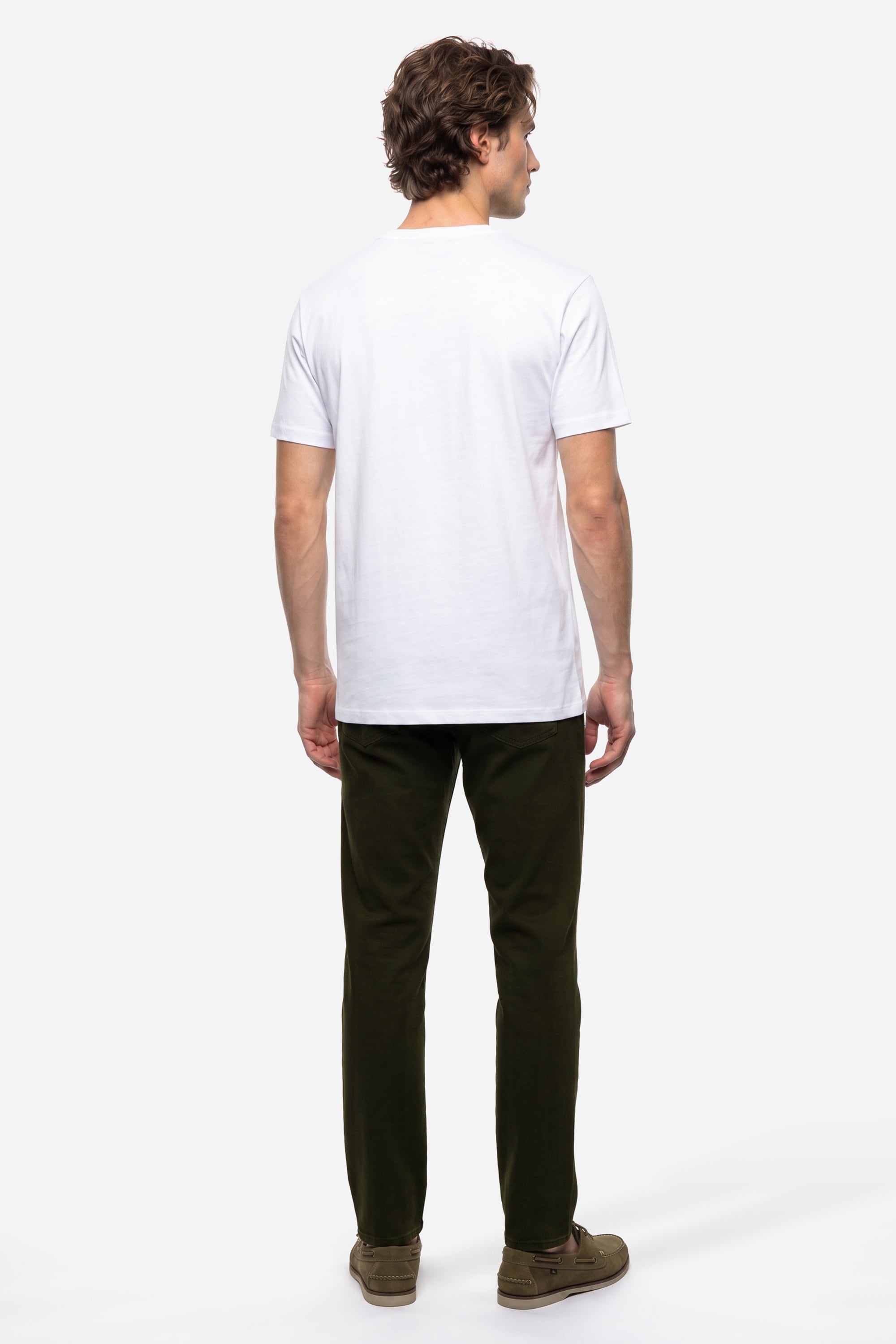 Erkek Beyaz Bisiklet Yaka T-Shirt