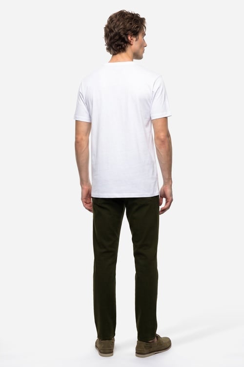 Erkek Beyaz Bisiklet Yaka T-Shirt
