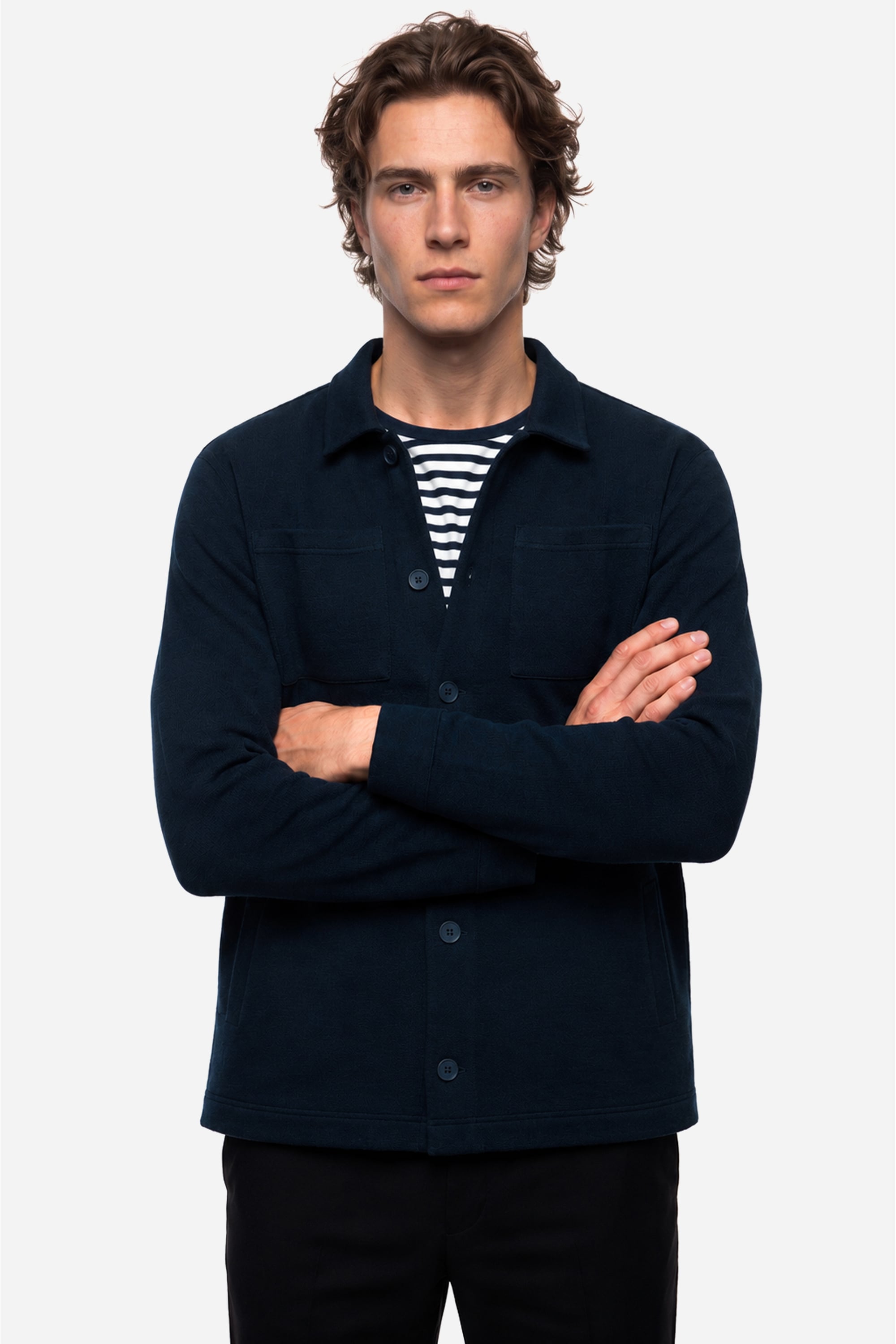 Erkek Lacivert Çift Cepli Regular Fit Ceket