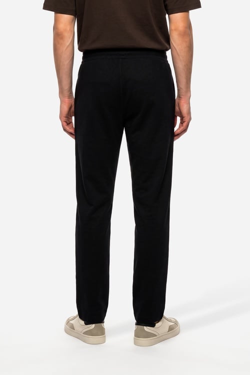 Erkek Siyah Straight Fit Beli Bağlamalı Pantolon