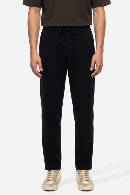 Erkek Siyah Straight Fit Beli Bağlamalı Pantolon
