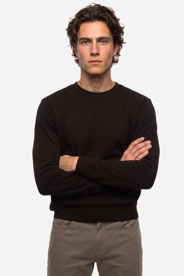Erkek Kahverengi Bisiklet Yaka Sweatshirt