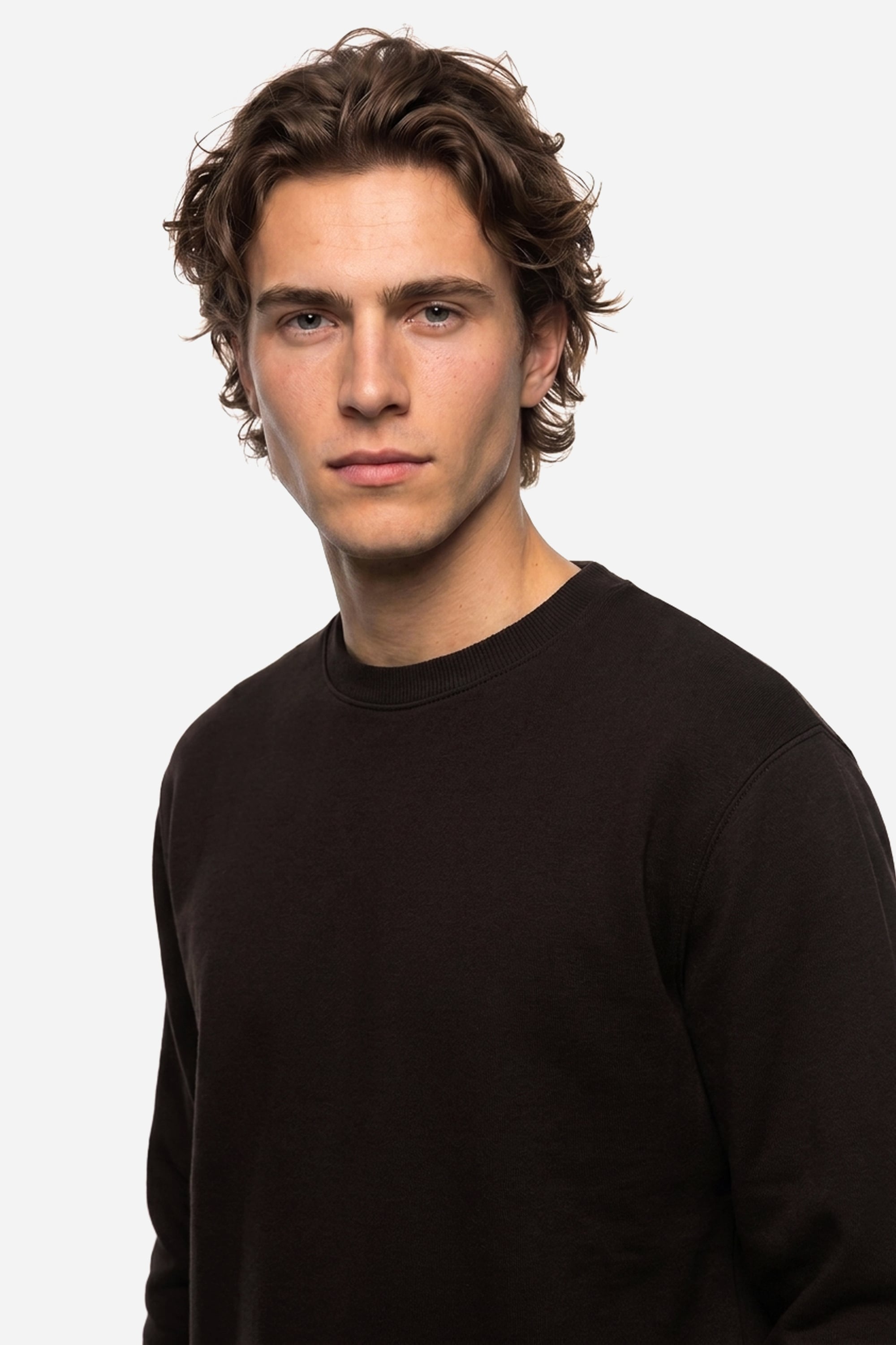 Erkek Kahverengi Bisiklet Yaka Sweatshirt