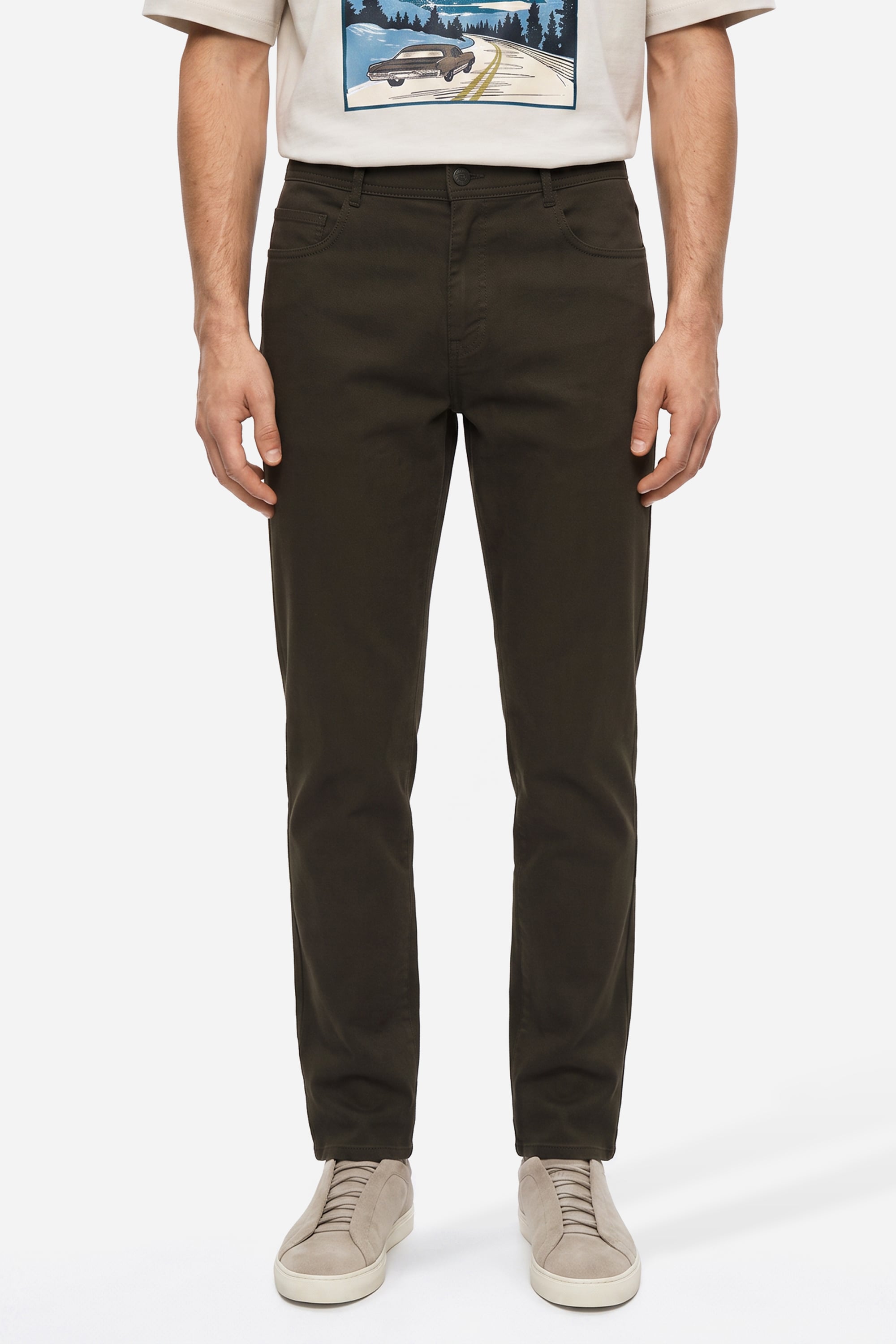 Erkek Kahverengi Slim Straight Fit Pantolon