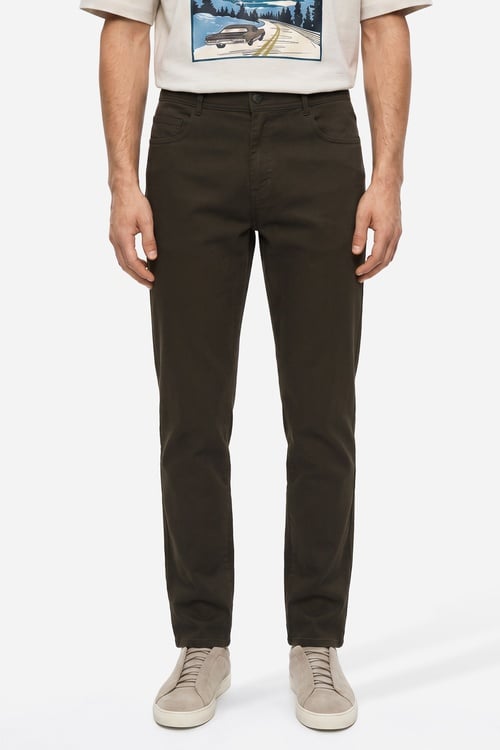  Erkek Kahverengi Slim Straight Fit Pantolon