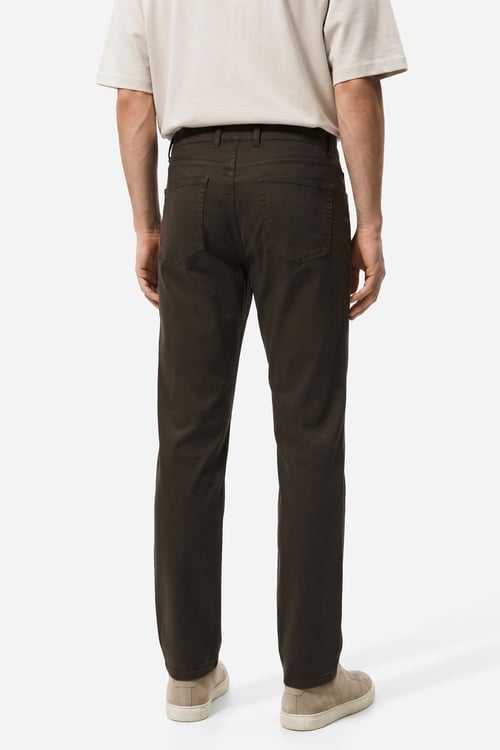  Erkek Kahverengi Slim Straight Fit Pantolon