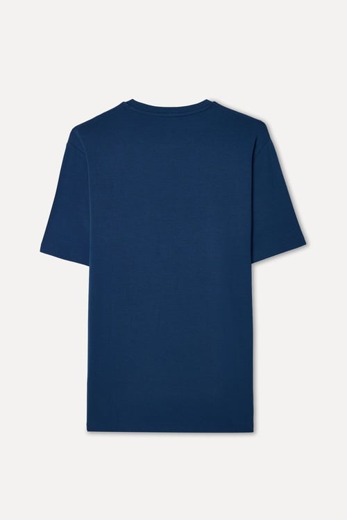 Erkek İndigo Modal Karışımlı Bisiklet Yaka T-Shirt