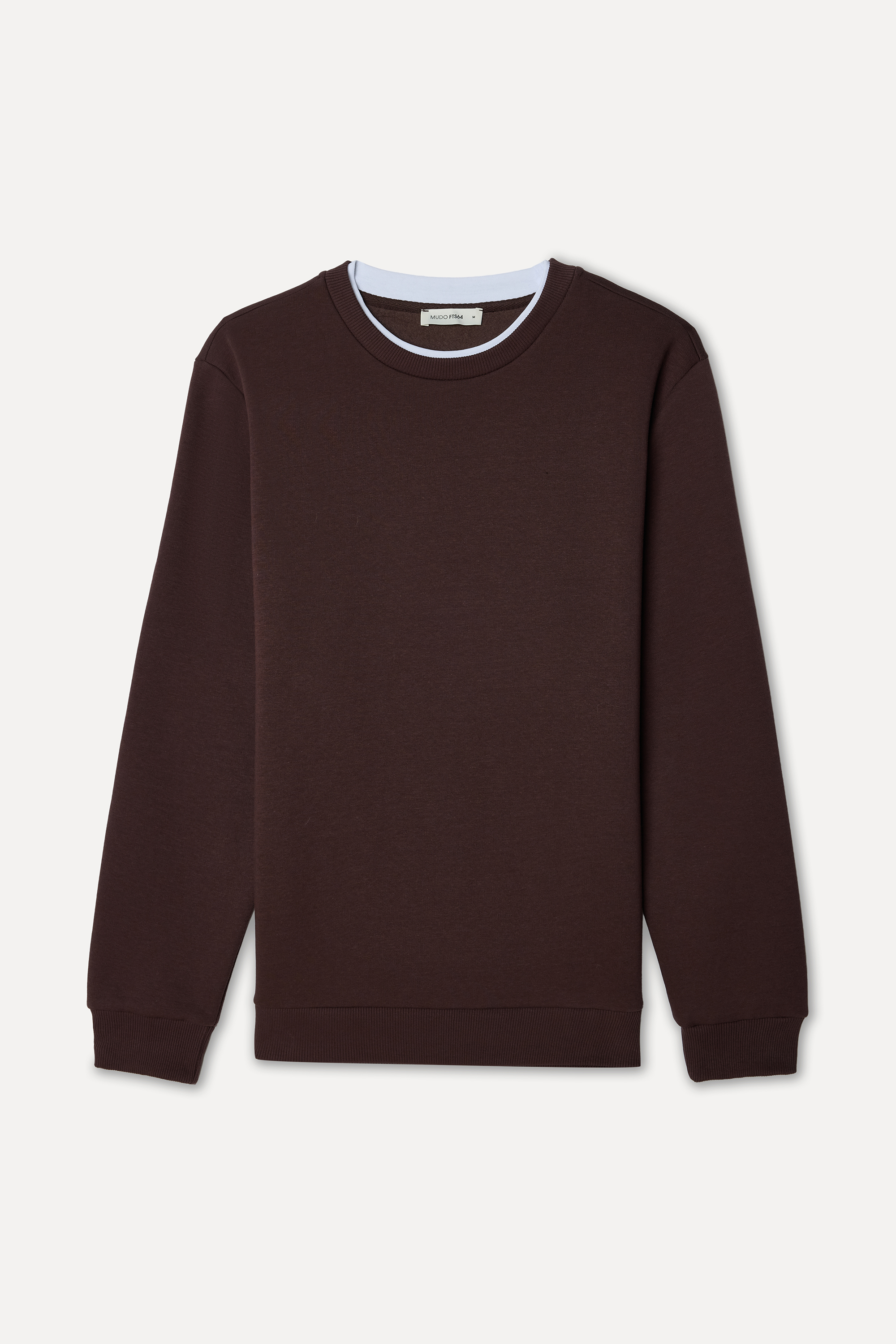 Erkek Kahverengi Bisiklet Yaka Sweatshirt