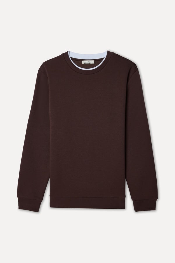 Erkek Kahverengi Bisiklet Yaka Sweatshirt