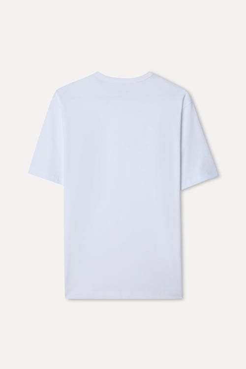 Erkek Beyaz Comfort Fit Bisiklet Yaka T-Shirt