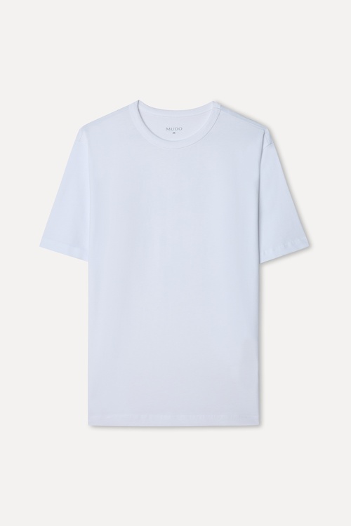 Erkek Beyaz Comfort Fit Bisiklet Yaka T-Shirt