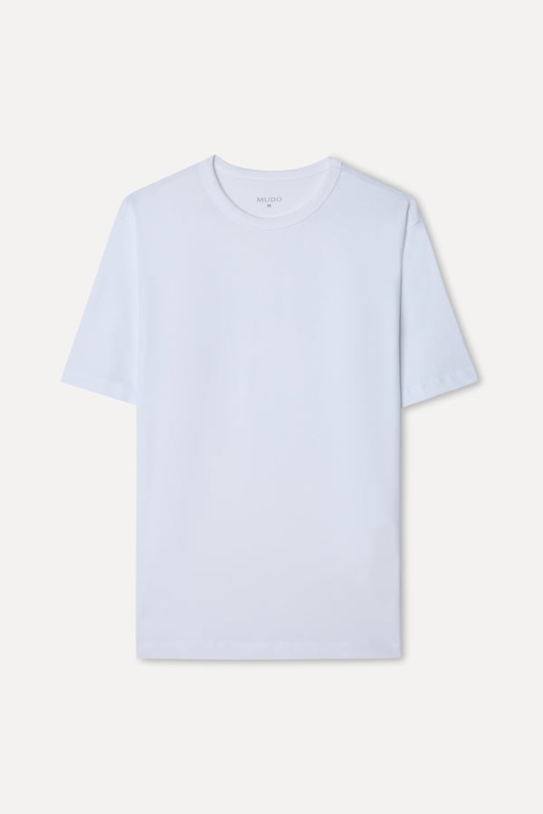 Erkek Beyaz Comfort Fit Bisiklet Yaka T-Shirt