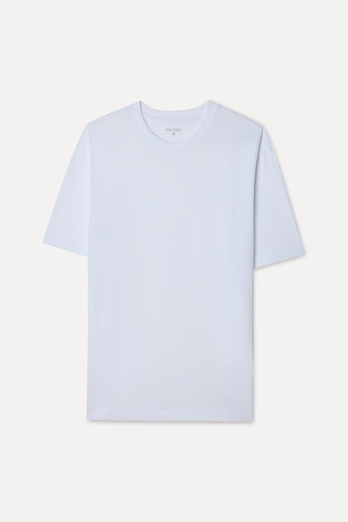Erkek Beyaz Comfort Fit Bisiklet Yaka T-Shirt