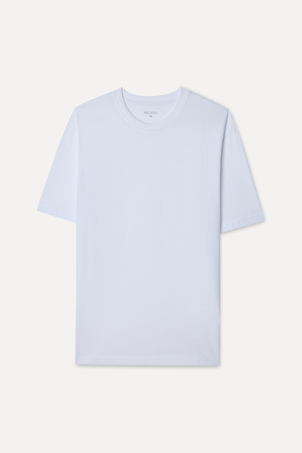 Erkek Beyaz Comfort Fit Bisiklet Yaka T-Shirt