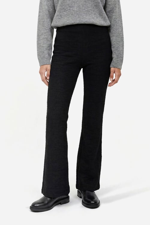 Kadın Siyah Flare Fit Örme Pantolon