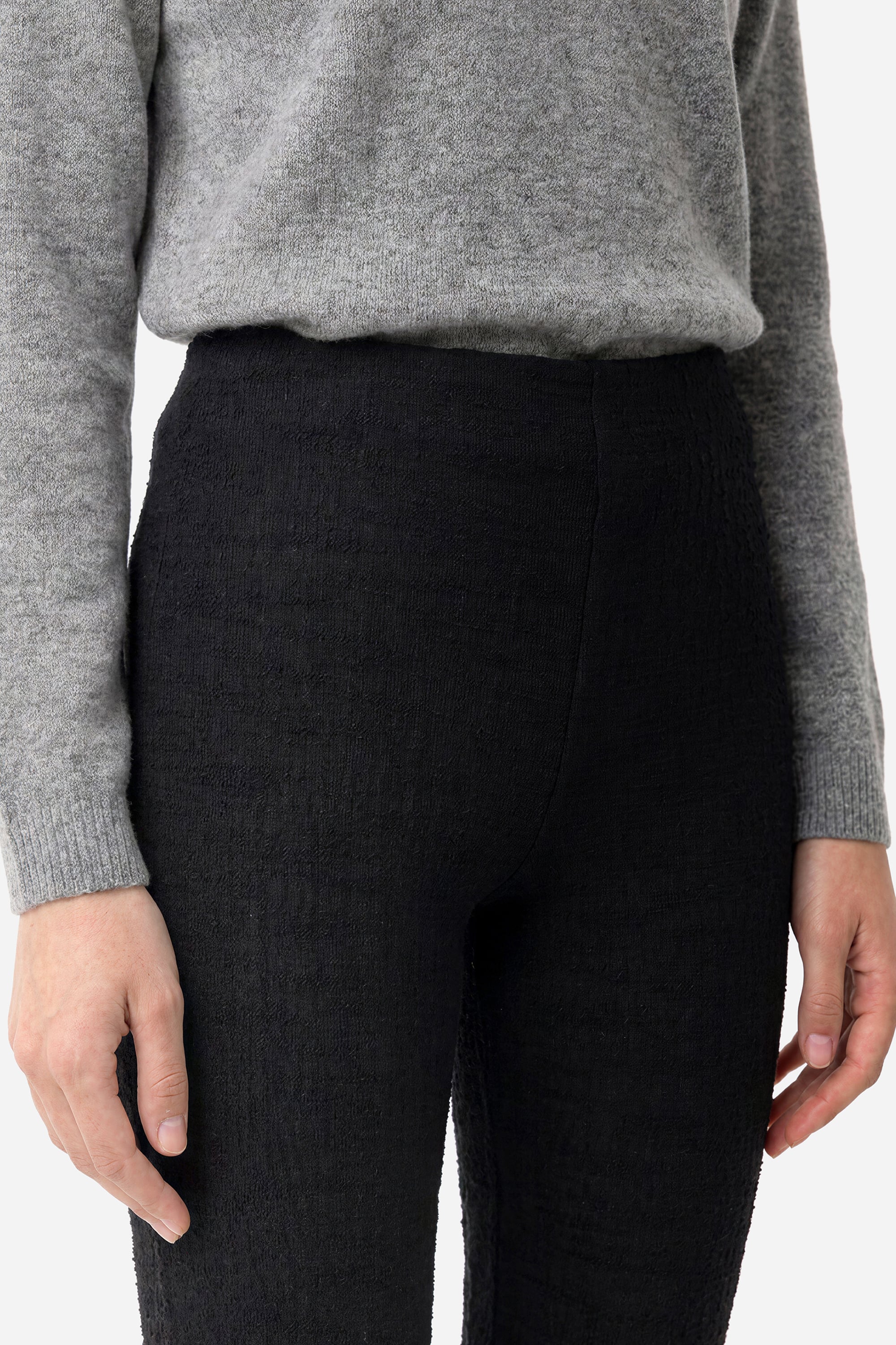 Kadın Siyah Flare Fit Örme Pantolon