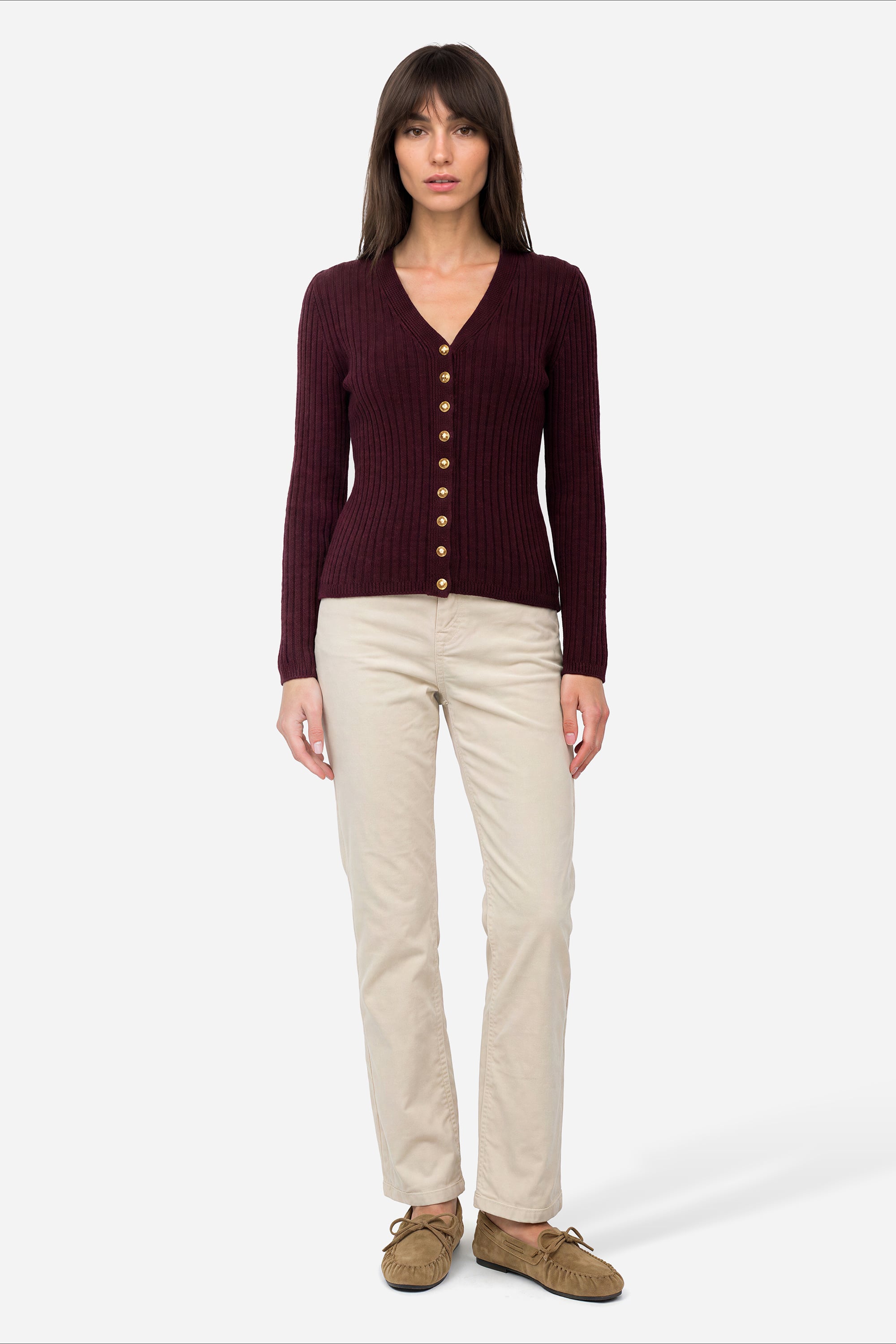 Kadın Taş Rengi Cropped Flare Fit Pantolon