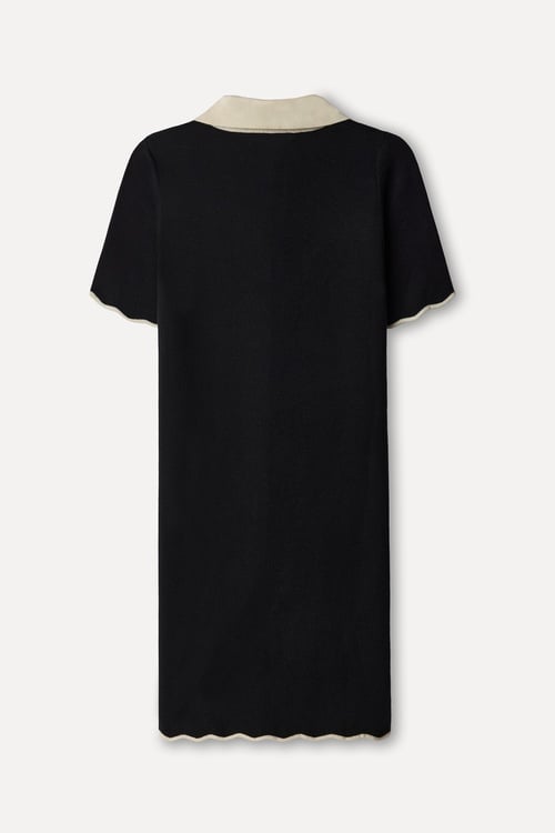 Kadın Siyah Polo Yaka A Form Mini Elbise