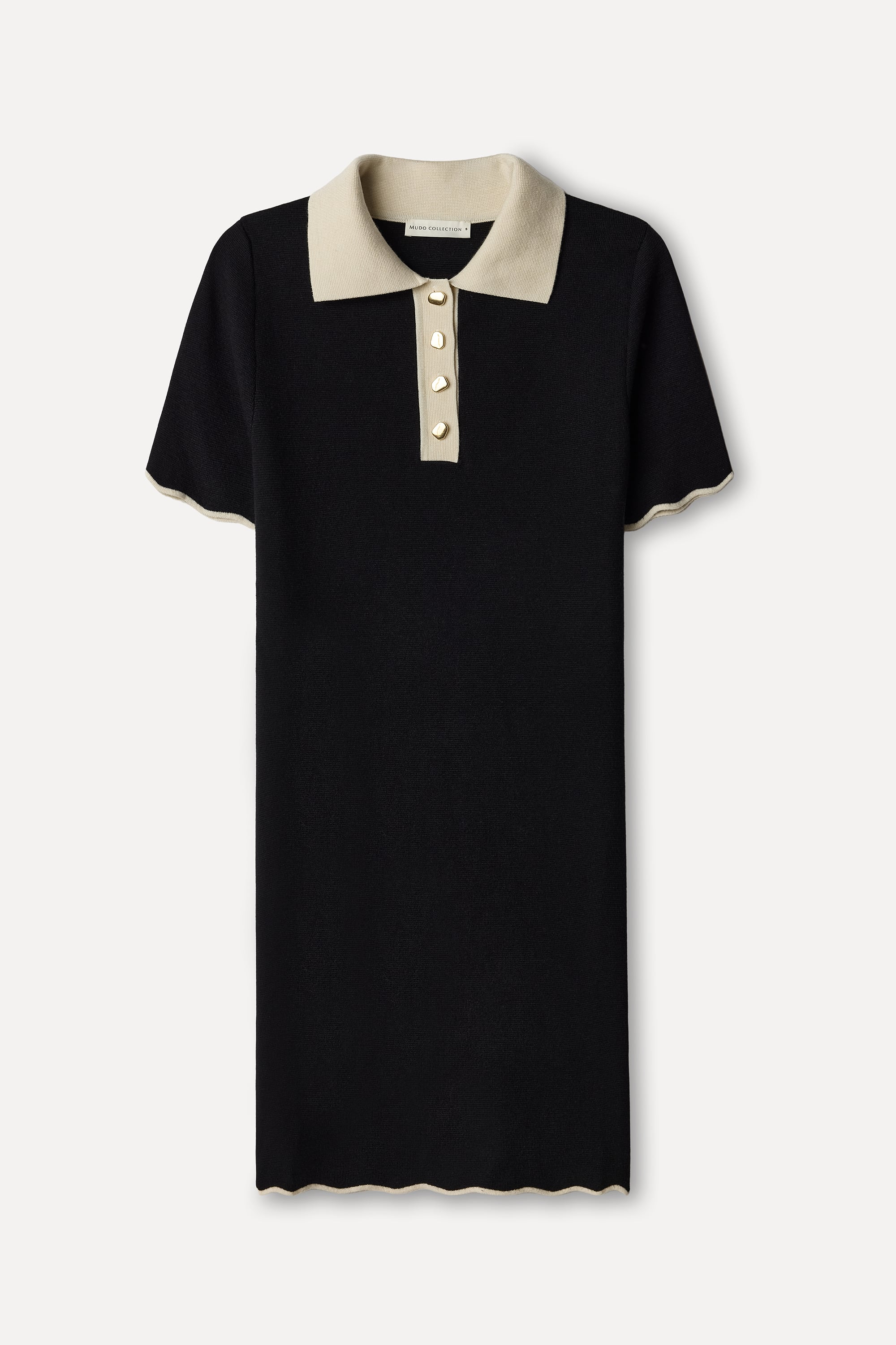 Kadın Siyah Polo Yaka A Form Mini Elbise