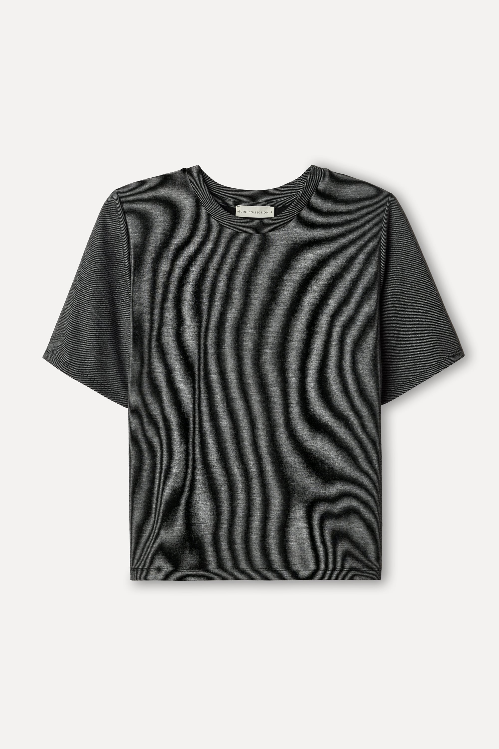 Kadın Gri Melanj Bisiklet Yaka T-Shirt