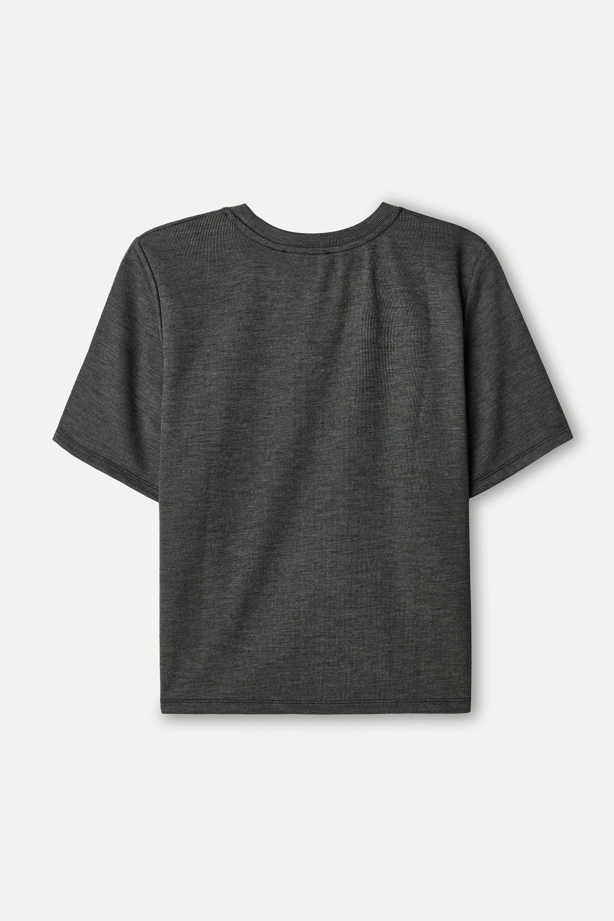 Kadın Gri Melanj Bisiklet Yaka T-Shirt