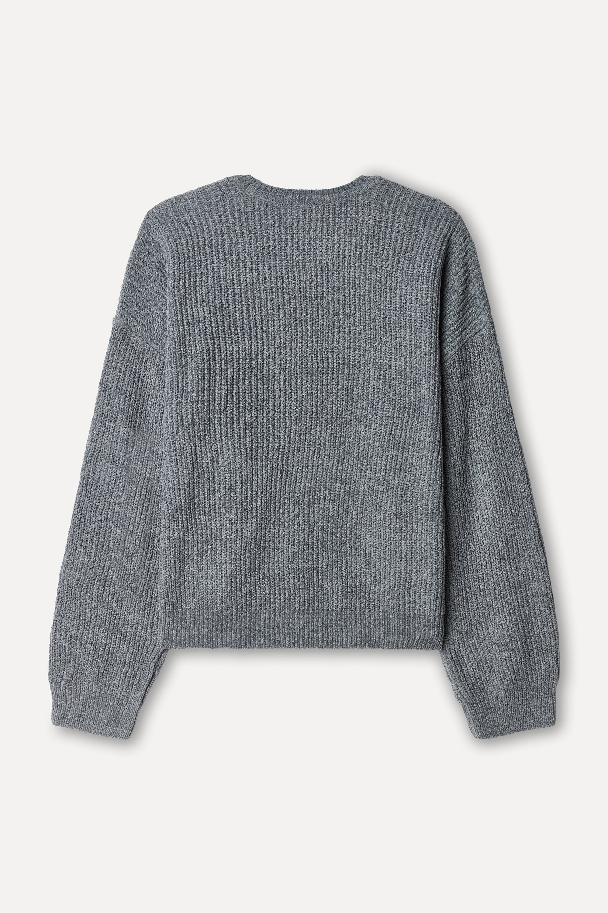 Kadın Gri Loose Fit Bisiklet Yaka Kazak