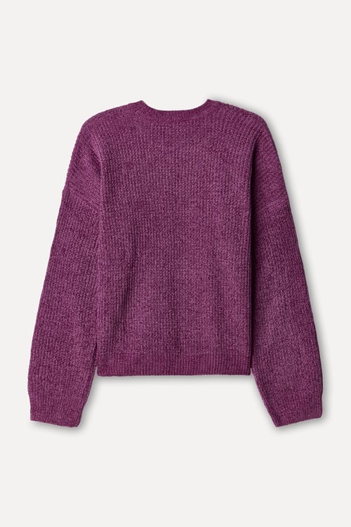 Kadın Pembe Loose Fit Bisiklet Yaka Kazak