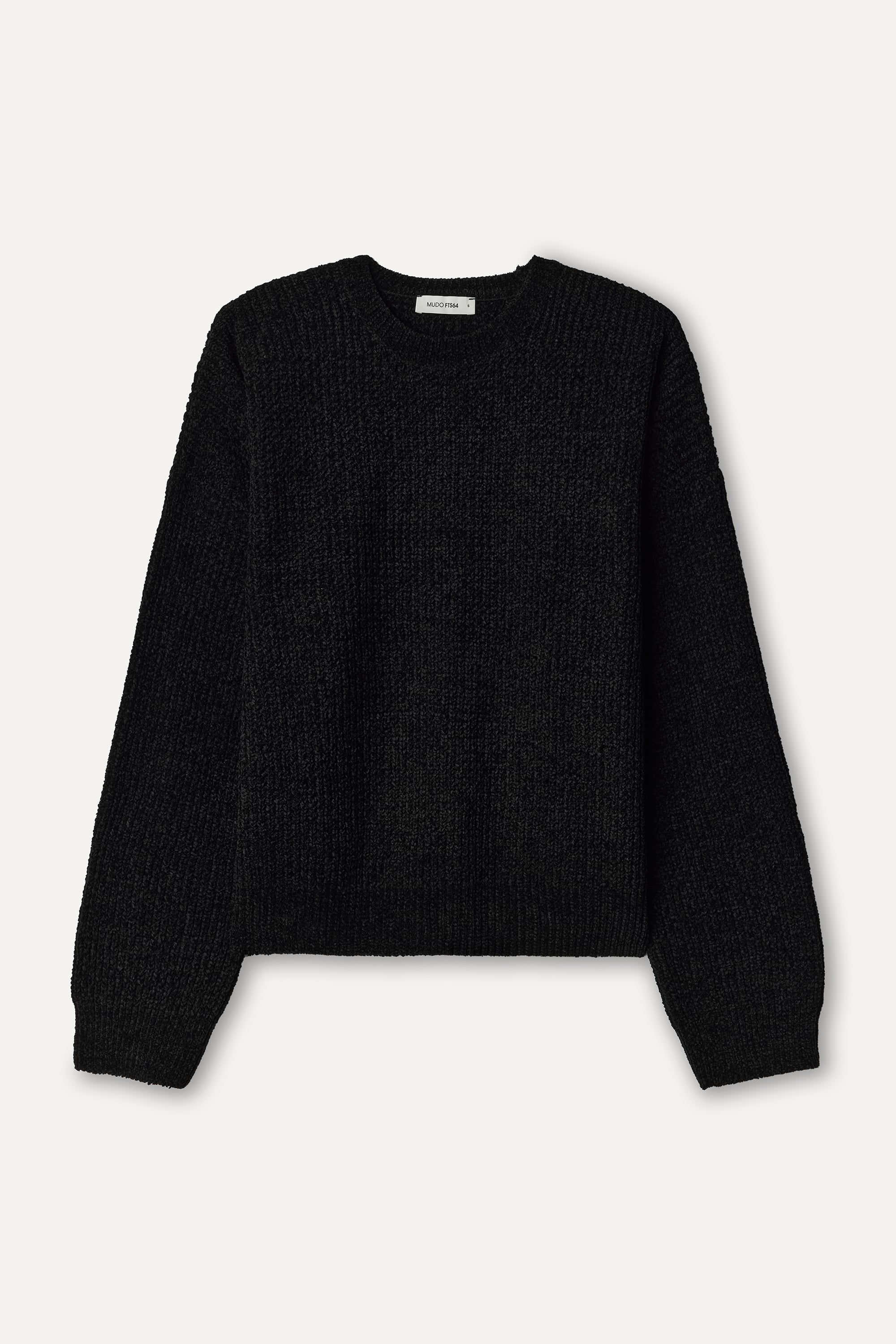 Kadın Siyah Loose Fit Bisiklet Yaka Kazak