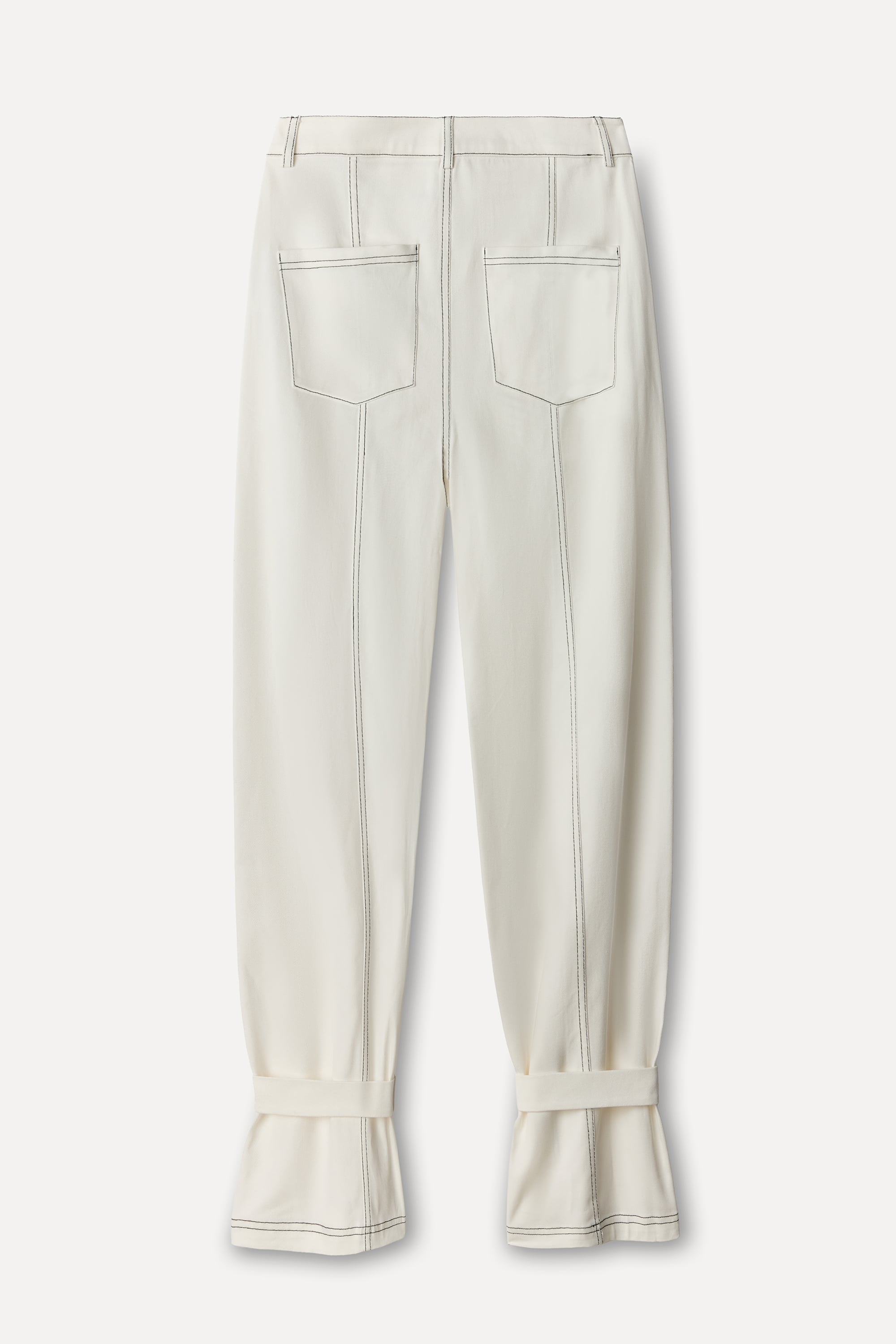 Kadın Kırık Beyaz Paça Detaylı Comfort Fit Pantolon