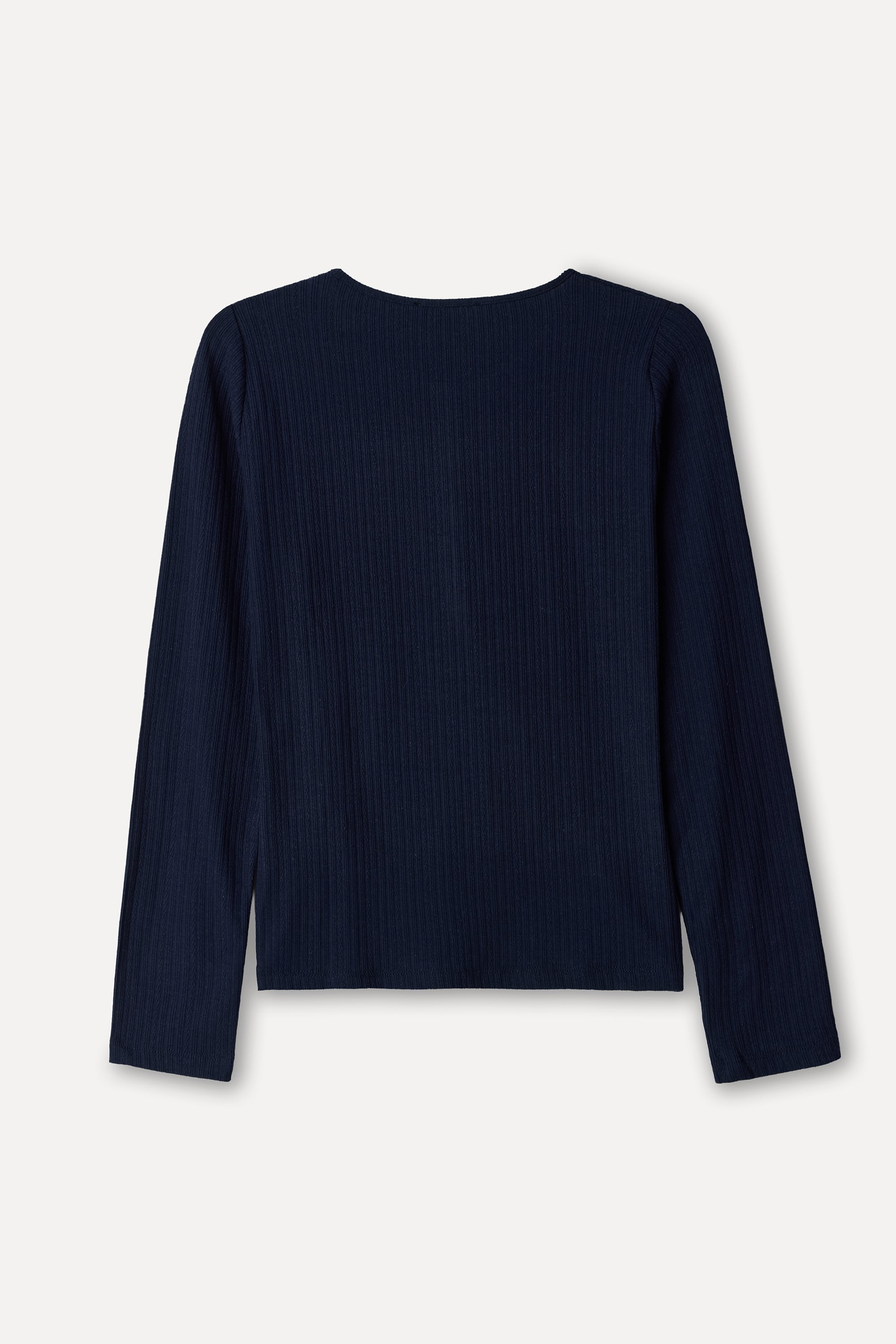 Kadın Lacivert Fitted Henley Yaka Uzun Kollu T-Shirt