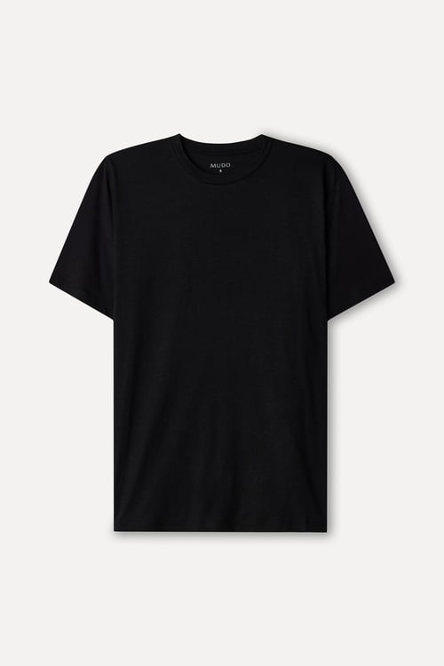 Kadın Siyah Modal Karışımlı Bisiklet Yaka T-Shirt
