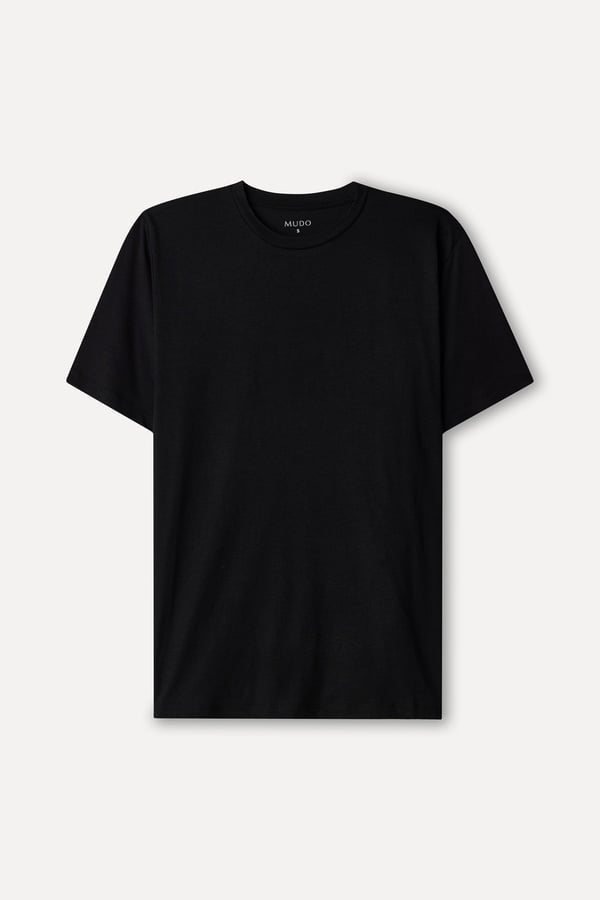 Kadın Siyah Modal Karışımlı Bisiklet Yaka T-Shirt