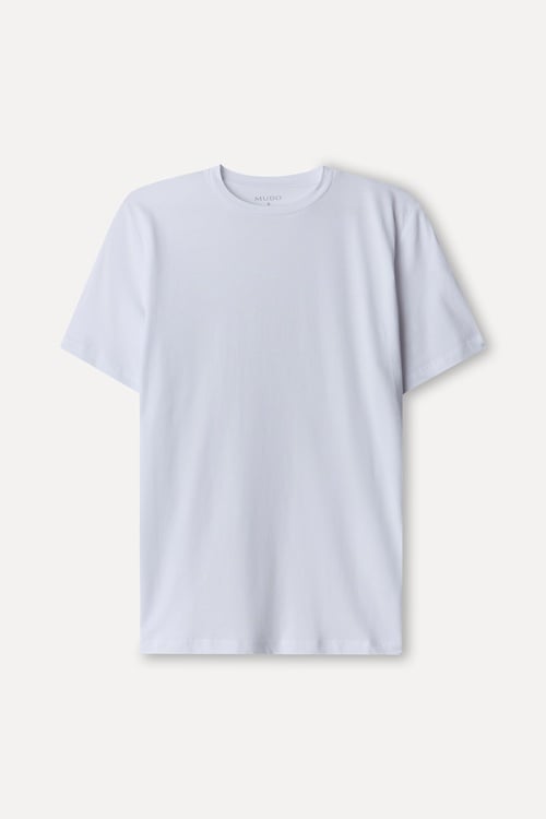 Kadın Kırık Beyaz Modal Karışımlı Bisiklet Yaka T-Shirt