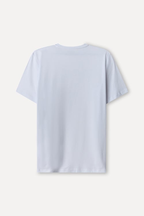 Kadın Kırık Beyaz Modal Karışımlı Bisiklet Yaka T-Shirt