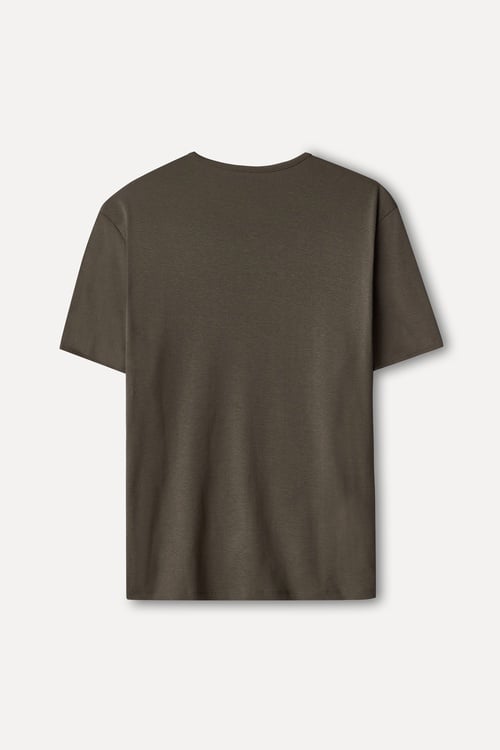  Erkek Vizon Rengi Bisiklet Yaka T-Shirt