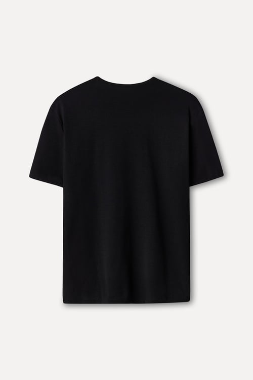  Erkek Siyah Bisiklet Yaka T-Shirt